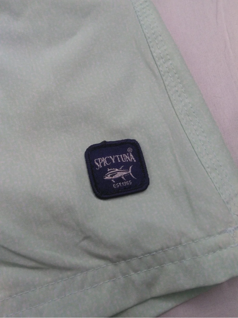 Spicy Tuna Men’s Swim Trunks Large Mint Green Drawstring Board Shorts